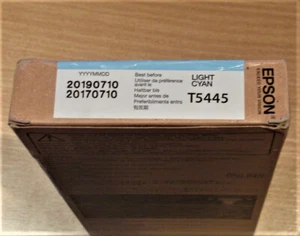 GENUINE EPSON T5445 Light Cyan cartridge 220ml ink C13T544500 date 2019 ORIGINAL - Zdjęcie 1 z 4