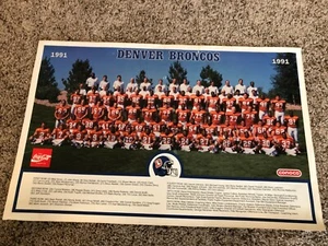 1991 Denver Broncos Team Photo Poster Promotional Coca Cola Conoco - Elway - Picture 1 of 4