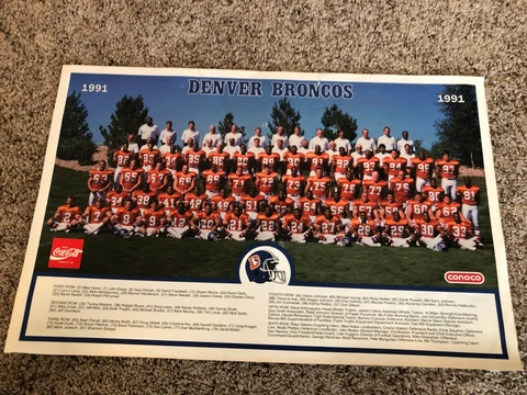 1991 Denver Broncos Team Photo Poster Promotional Coca Cola Conoco - Elway Cover