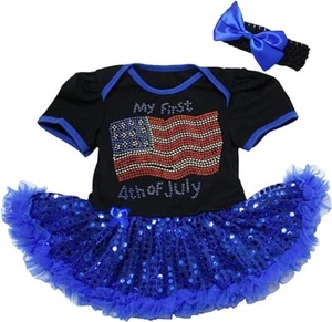 Body Strasses My First bandiera USA 4 luglio abito bambina abito nuovo con scatola 18 m - Foto 1 di 5