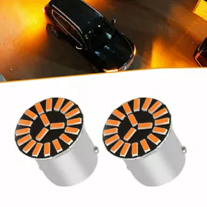 2Pcs 1156 BA15S LED Car Signal Lights Amber P21W Auto Indicator Reverse Bulbs - Picture 1 of 13