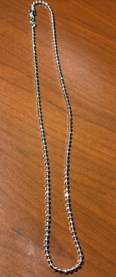 BEAUTIFUL 18KGP WHITE GOLD Plated Bead Bar Link Necklace 18” Foto 1 de 4