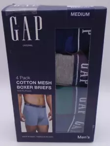 NEW MEN'S "GAP ORIGINAL COTTON MESH BOXER BRIEFS 4 PACK FLY POUCH UNDERWEAR" - Picture 1 of 4