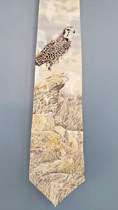 Hawk Falcon Bird Prey Wildlife Endangered Species Mens Tie Necktie 100% Silk vtg - Picture 1 of 17