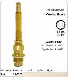 Central Brass Bath Stem Assembly with threaded nipple 23-2823,16 pt, 5 and 1/16" - Picture 1 of 2