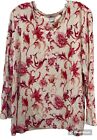 Chicos Womens Size XL Pink Red Floral Paisley Layer Tee Touch Of Cool Shirt Top