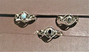 Ring,925er Silber,mit verschiedenen Edelsteinen: Onyx,Türkis oder Seeopal - Picture 1 of 2