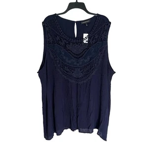 Blusa blu navy all'uncinetto taglie forti top 28 in rilievo Lane Bryant nuova twee coquette - Foto 1 di 8