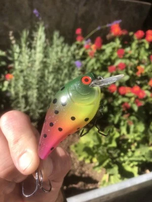 Crankbait pintado a medida 2,5 cascabeles de pico cuadrado neón quemado Foto 1 de 4