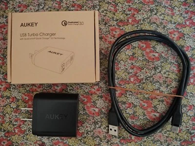 Aukey USB Turbo Charger Qualcomm Quick Charge 3.0 & USB to Type-C Cable - Image 1 of 3