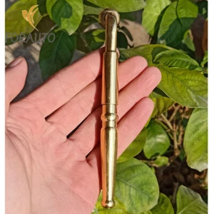 Pipa para herramientas de fumar de salud utilizable tallada en jade y latón artesanal nueva de 5,3" - Imagen 1 de 4