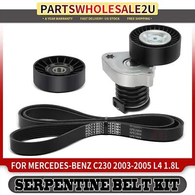 3x New Serpentine Belt Drive Component Kit for Mercedes-Benz C230 2003-2005 1.8L - Image 1 of 4
