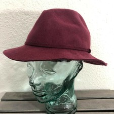 J Crew Fedora Sz M/L Burgundy 100% Wool Hat Cap