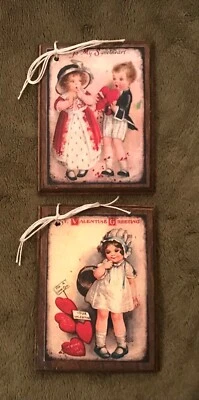 5 Handcrafted Wooden Retro Victorian Style Valentine Ornaments / Hang Tags Set2R - Image 1 of 4