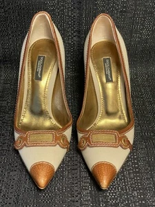 Dolce & Gabbana Toe Pump Shoe beige & brown ￼Women's size 36.5 leather - Foto 1 di 10