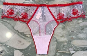 NEW Victoria Secret Very Sexy Rose and Bows Lurex Thong - Red & Light Lilac - XL - Picture 1 of 5