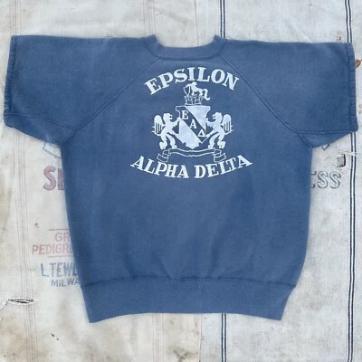 1950s Epsilon Alpha Delta Fraternity Flocked Sweatshirt Men’s L XL   - Image 1 of 4
