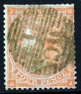 GB QV 1862 4d. Placa roja pálida 3 GJ sin líneas de cabello SG 80 (especificación 52[2]) VFU - Imagen 1 de 2