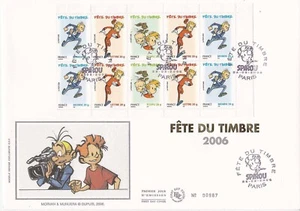 Enveloppe grand format 1er jour Soie 2006 Fête du timbre Spirou - Foto 1 di 2