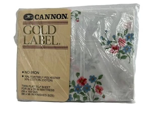 Vintage NOS Cannon Gold Label Serenade Floral Twin Flat Sheet No Iron - Picture 1 of 6