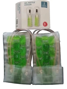 2 Ice Gel Wine Bottle Cooler Bag Chiller Cool Carrier Picnic Green Colour - Picture 1 of 3