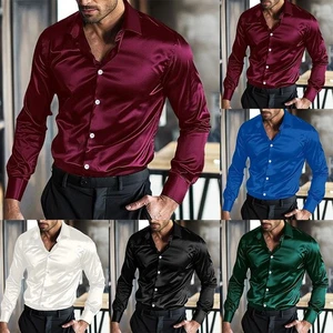 Shirts Blouse Disco Club Holiday Casual Lapel Collar Long Sleeve Party - Picture 1 of 20