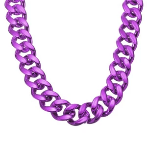 Plastic Chain Necklace, 35" Hip Hop Rapper Chunky Chain (Purple) - Picture 1 of 6