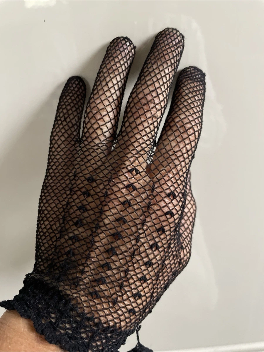 Gants noirs en dentelle florale vintage – Retro Stage-France