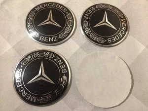4x Sticker Mercedes Wheel Centre Cap Hub Caps 3D Logo Stickers Black Black 65mm - Picture 1 of 1