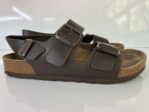 Birkenstock Sandals Men's 9 Women’s 11 Brown Leather 42 Made In Germany - Picture 1 of 21