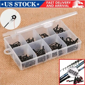 80PCS Ceramic Fishing Rod Guide Tips Top Eye Rings Line Repair Kit 8Sizes Set US - Picture 1 of 11