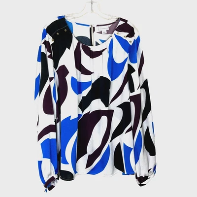 Liz Claiborne Colorblock Blouse Size XXL Pleated Neck Textured Business Office - Image 1 of 4