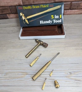 Quality Brass Plated Handy Tool 5 In 1 Hammer Screwdriver Multitool  #R297 - Picture 1 of 22
