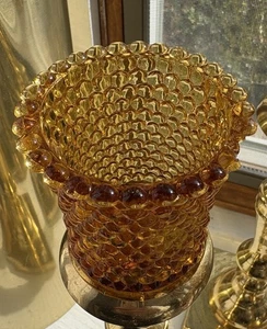 Amber Hobnail Glass Votive Tealight Peg Candleholders Sconces 1980s Set Of 2 - Picture 1 of 17