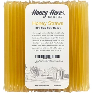 Honey Acres' Raw Unfiltered Straws - USA 50 Count (Pack of 1) - Picture 1 of 6