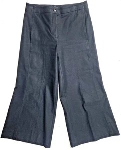 Pantalone donna Ann Taylor taglia 4P Petite nero cotone ritagliato zip bottoni gamba larga - Foto 1 di 12