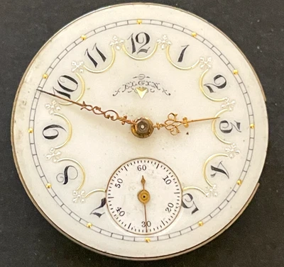 Antique 1897 Elgin Grade 173 Pocket Watch Movement Fancy Dial Balance 0s 7j USA - Image 1 of 4
