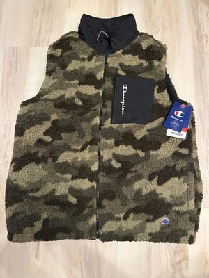 NUEVO CON ETIQUETAS Champion Brand - Chaleco Reversible Para Hombres LG Negro Verde Camuflaje Exterior Foto 1 de 3