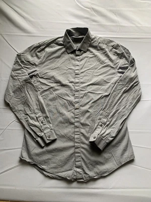 Zaraman Hombre Gris Slim Fit Botón Completo Manga Larga Vestido Camisa Talla M Foto 1 de 4