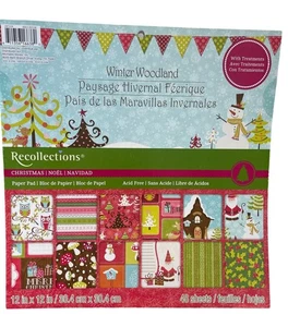 Recollections Christmas Paper Pad 12"x12" Winter Woodland Acid-Free 48 Sheets - Picture 1 of 4