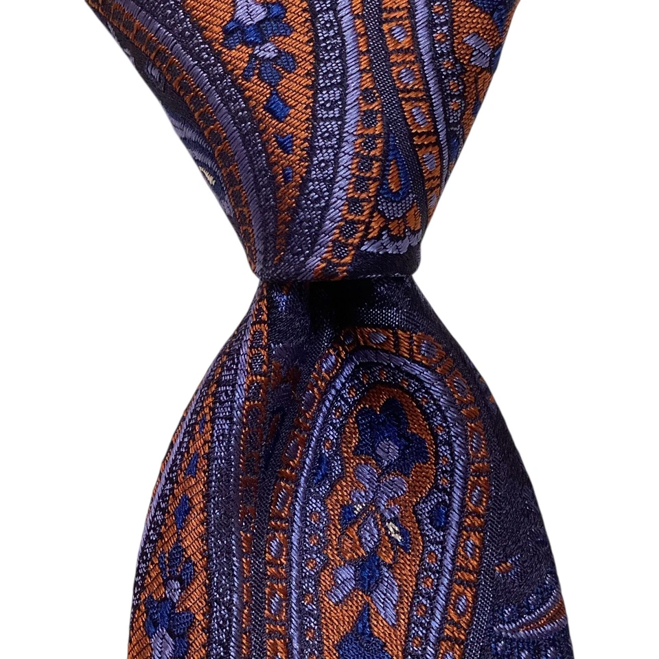 Corbata ALTEA Hombre 100% Seda XL 61 1/4" ITALIA Diseñador PAISLEY Azul/Naranja Usada en Excelente Condición Foto 1 de 3