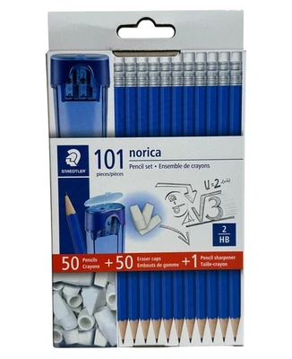 Norica 50 Pre sharpened #2 HB Pencils with 50 Eraser Caps and Sharpener School - Image 1 of 4