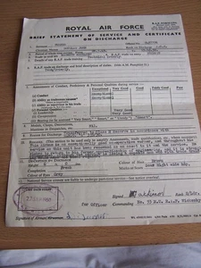 Certificado militar de la RAF sobre descarga D J Turner 1949-1950 mecánico de máquina - Imagen 1 de 4