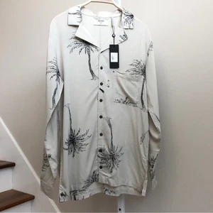 Camisa One Teaspoon Para Hombres XS Beige Palm Island Manga Larga Abotonada Informal Nueva Con Etiquetas - Imagen 1 de 13