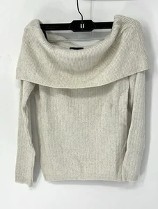 ASOS NWOT cream off shoulder sweater women’s medium Ribbed Long Sleeve - Picture 1 of 7