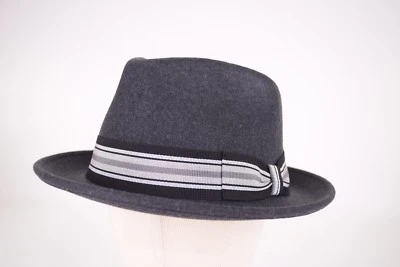 Sombrero/Fedora de Moda Wigens Nuevo con Etiquetas Italia 100% Lana Gris *Talla: Grande, 59, 7 y 3/8ths*  Foto 1 de 4