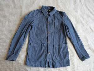 Epaulet Los Angeles Chore Coat Men 37 Blue Chambray Denim Doyle Jacket Button Up - Picture 1 of 13
