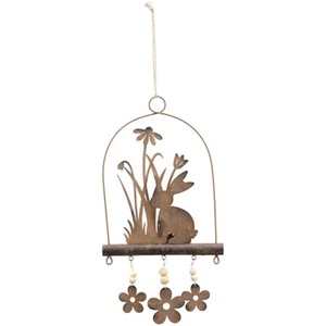 Colgante decorativo conejo óxido metal decoración de óxido decoración colgante decoración de Pascua decoración de Pascua flores - Imagen 1 de 4