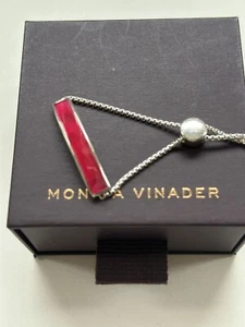 Monica Vinader Facet Baja Rose Quartz Gemstone Sterling Silver Bracelet - Picture 1 of 3