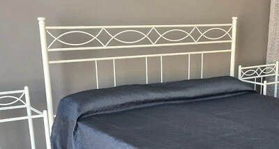 Testata letto in ferro battuto matrimoniale Rosa Anna  bianco opaco satinato  - Immagine 1 di 2